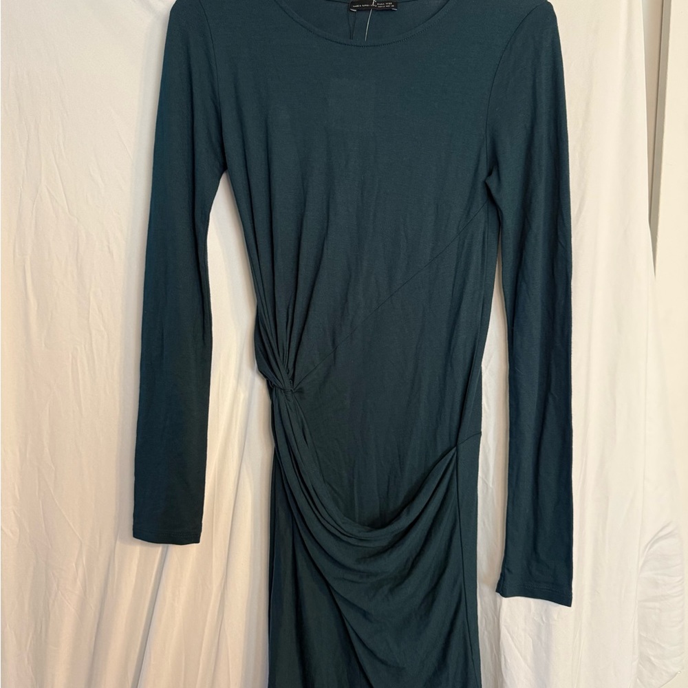 Zara Women’s Dress Small NWT | Teal Rouched Women’s Long Sleeve Dress